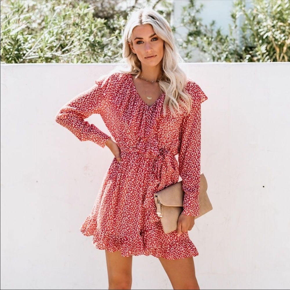 NWOT VICI ROSE PETALS RUFFLE DRESS - S